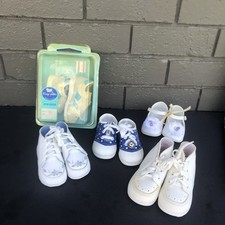 Lot Of 5 Pair Vtg 80s 90s Leather Laceup Sneaker Baby Infant Shoes Crafts