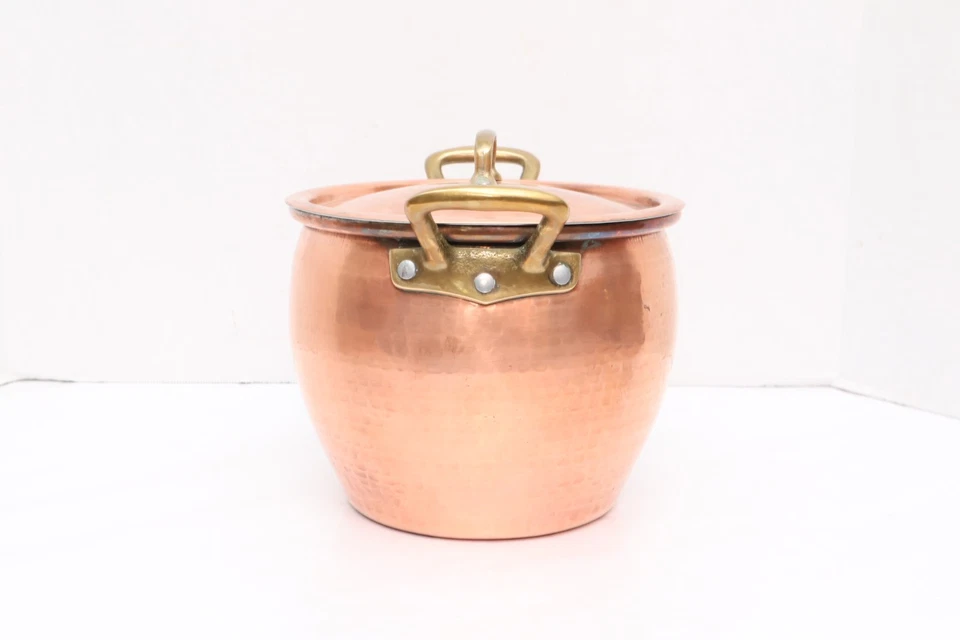 Olla de cobre martillado Ruffoni de 6 cuartos de galón de latón ITALIA utensilios de cocina Foto 4 de 4