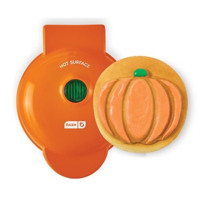 Dash Pumpkin Mini Waffle Maker, 4-Inch Nonstick Cooking Large, Orange