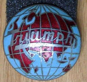 EARLY NOS TRIUMPH CHROME CLOISONNE' CAR EMBLEM EXCELLENT #BB302