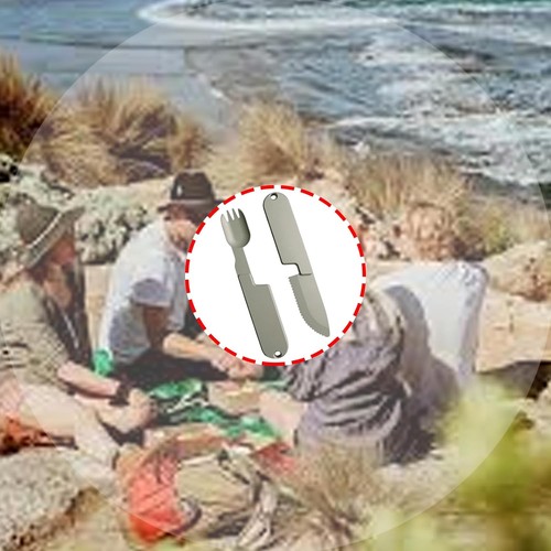2 in1 Campingbesteck: Messer & Gabel Set tragbar faltbar, Outdoor Picknick Essential - Bild 5 von 9