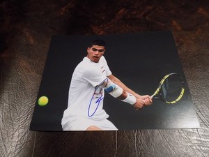 CARLOS ALCARAZ AUTOGRAPHED TENNIS 8X10 PHOTO W/COA