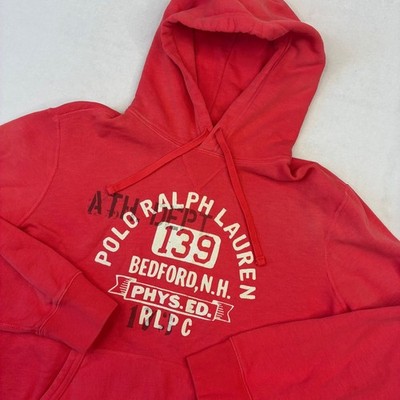 Polo Ralph Lauren Hoodie Mens Medium Red Bedford NH Phys Ed Graphic Sweatshirt