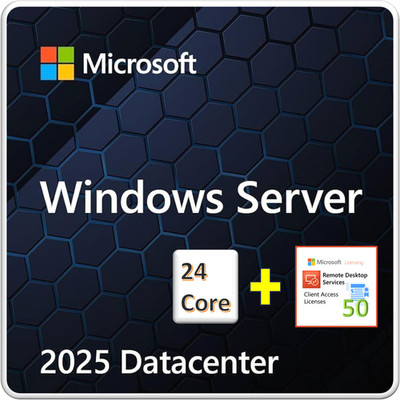 Windows Server 2025 Datacenter Edition - 24 Core License w/ 50 RDS Device CALs
