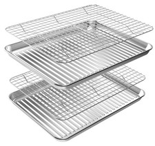 Baking Sheet with Rack Set 2 Pans  2 Racks , Stainless Steel 16" X 12" X 1"