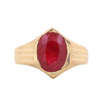 #ad 22K Yellow Gold Oval Ruby Solitaire Ring 3.75 CT Size 6.75 Estate $1749.99