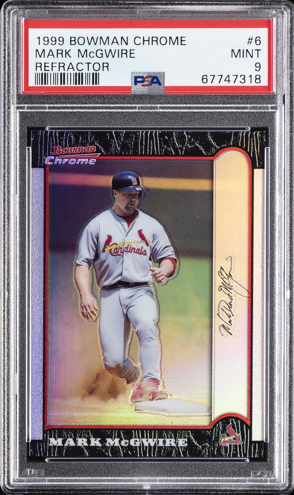 1999 BOWMAN CHROME REFRACTOR #6 MARK MCGWIRE PSA 9 view 1