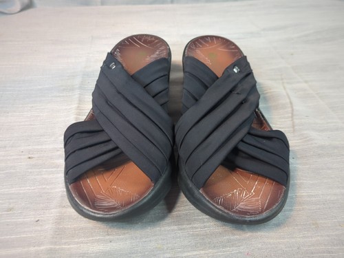 Bzees Desire Platform Sandals 10W Wedge Heel Black Criss Cross Y2K Travel Resort - Picture 2 of 8