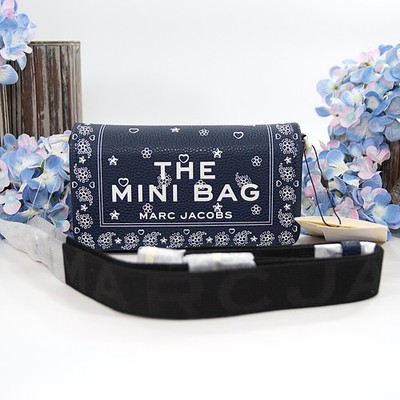 Marc Jacobs The Bandana Navy Leather Mini Crossbody Bag Guitar Strap NWT