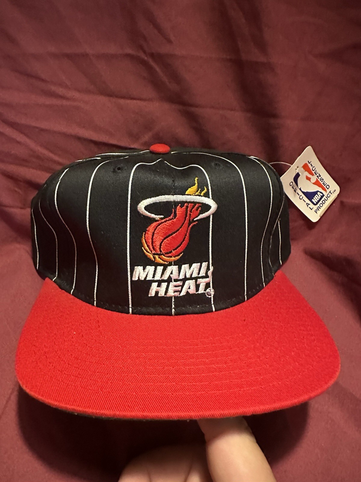 Vintage 90s  New Old Stock W Tags Miami Heat Starter Pinstripe Hat Hard To Find