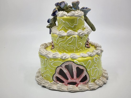 BLUE SKY CLAYWORKS Heather Goldminc August Birthday Cake Tealight Candle Holder - Picture 5 of 6