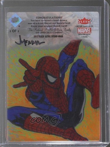 2017 Fleer Ultra Marvel Spider-Man Plexiglass 1/1 JC Fabul Auto Sketch 0k5d - Picture 2 of 3