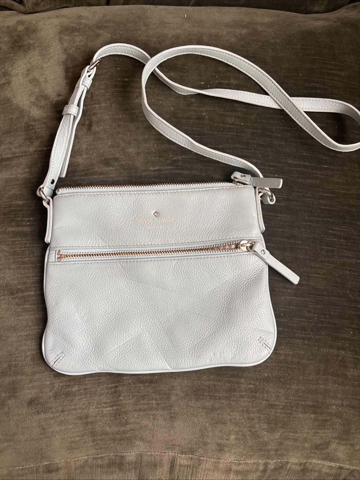 Kate Spade Crossbody Bag Seagram Green Leather Adjustable Strap Gold Hardware