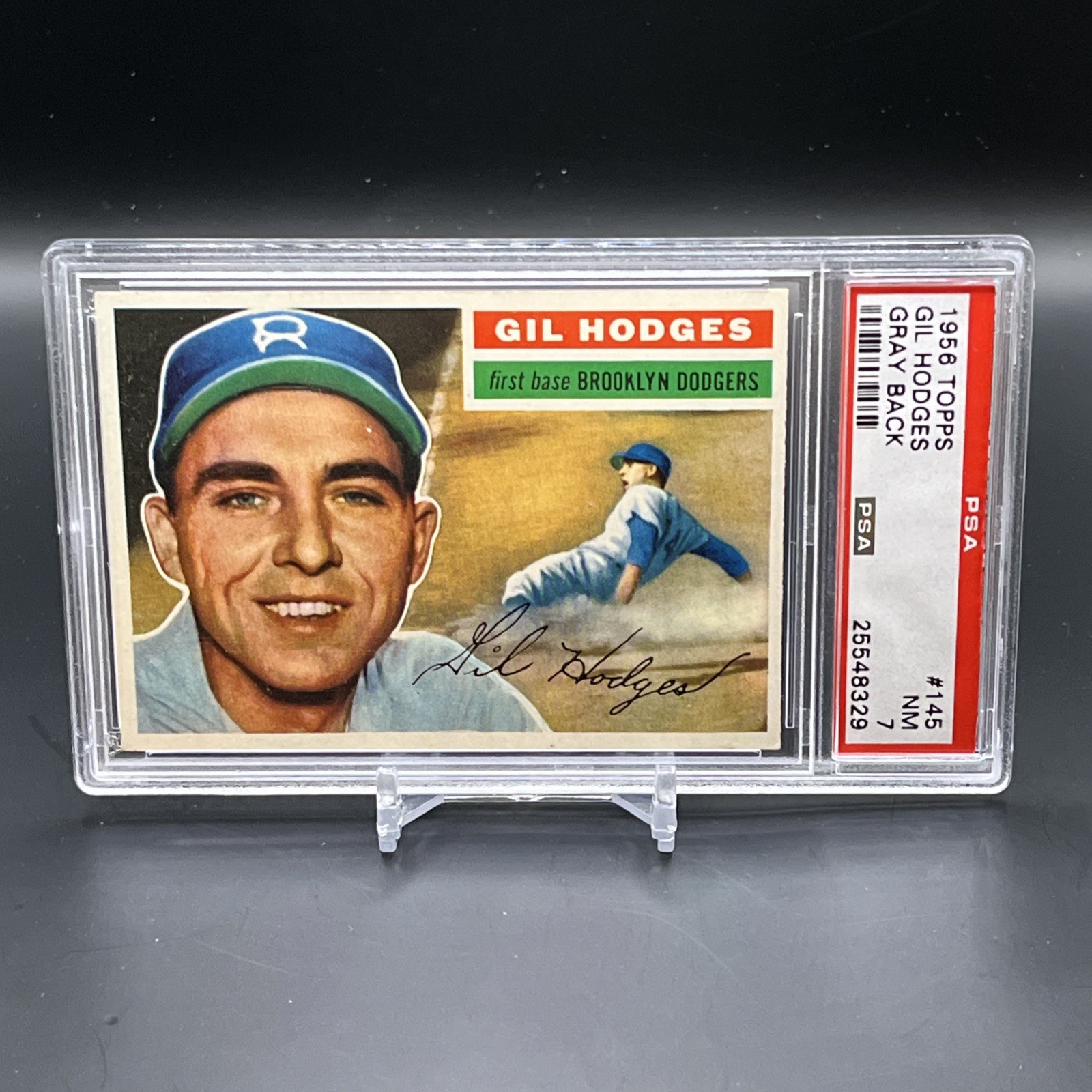 1956 Topps #145 Gil Hodges Gray Back PSA 7 NEAR MINT