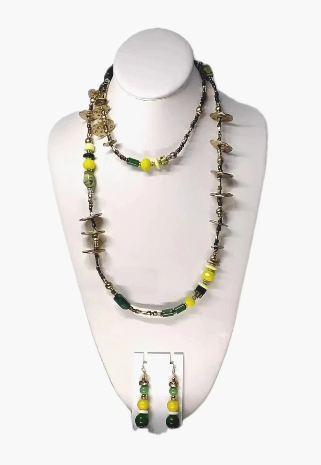 RLM Soho Stunning Gold-Tone🏆Yellow🍋Green🟢 18"L Necklace 2"1/4L Earrings Fb1 - Image 3 of 4