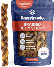 Natural 12  Braided Bully Sticks for Dogs - Tough, Long-Lasting, Rawhide-Free, L