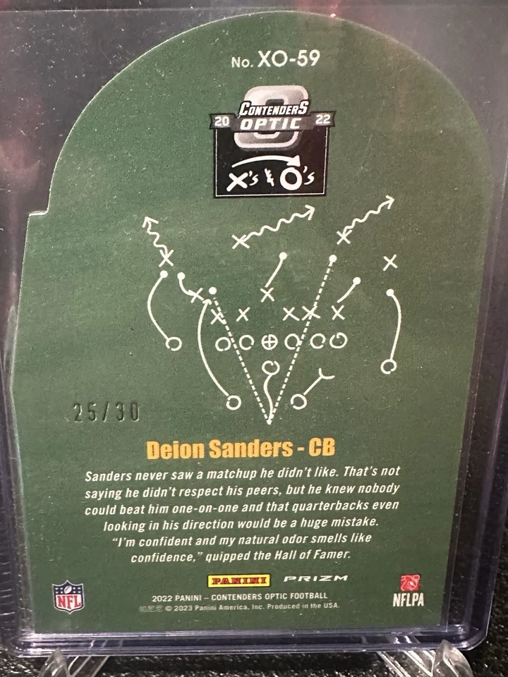 2022 Panini Contenders Optic -Deion Sanders #XO-59 Green Pulsar Prizm /30 - Image 2 of 2