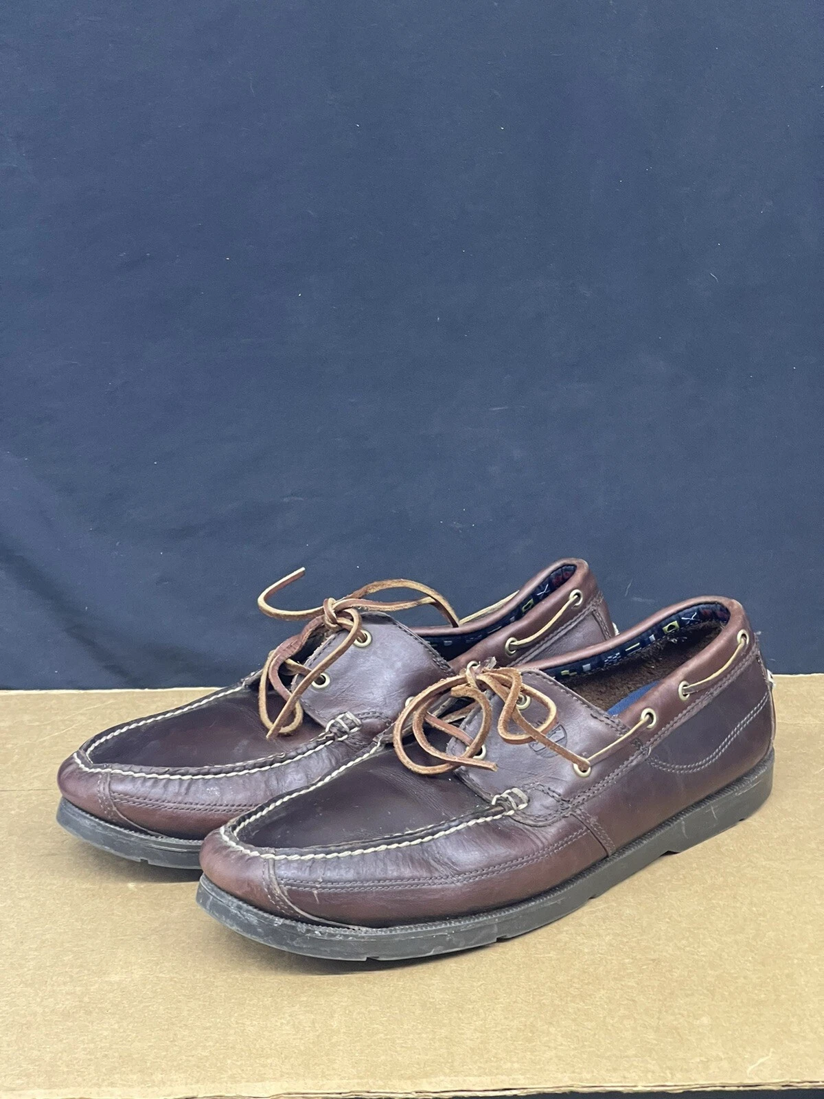 Mocassini da barca Timberland classici da uomo a 2 occhi marroni in pelle taglia 14