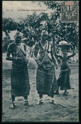 Ethnic black Africa Sorcery Voodoo Dahomey fetish nude women old 1910s