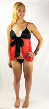 Espiral Baby Doll with matching G string Style 771 - Small - Black/Red
