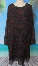 Nine West Dress Size XXL Black w/ Blue & Orange Flowers, Long Sleeve Knee Length