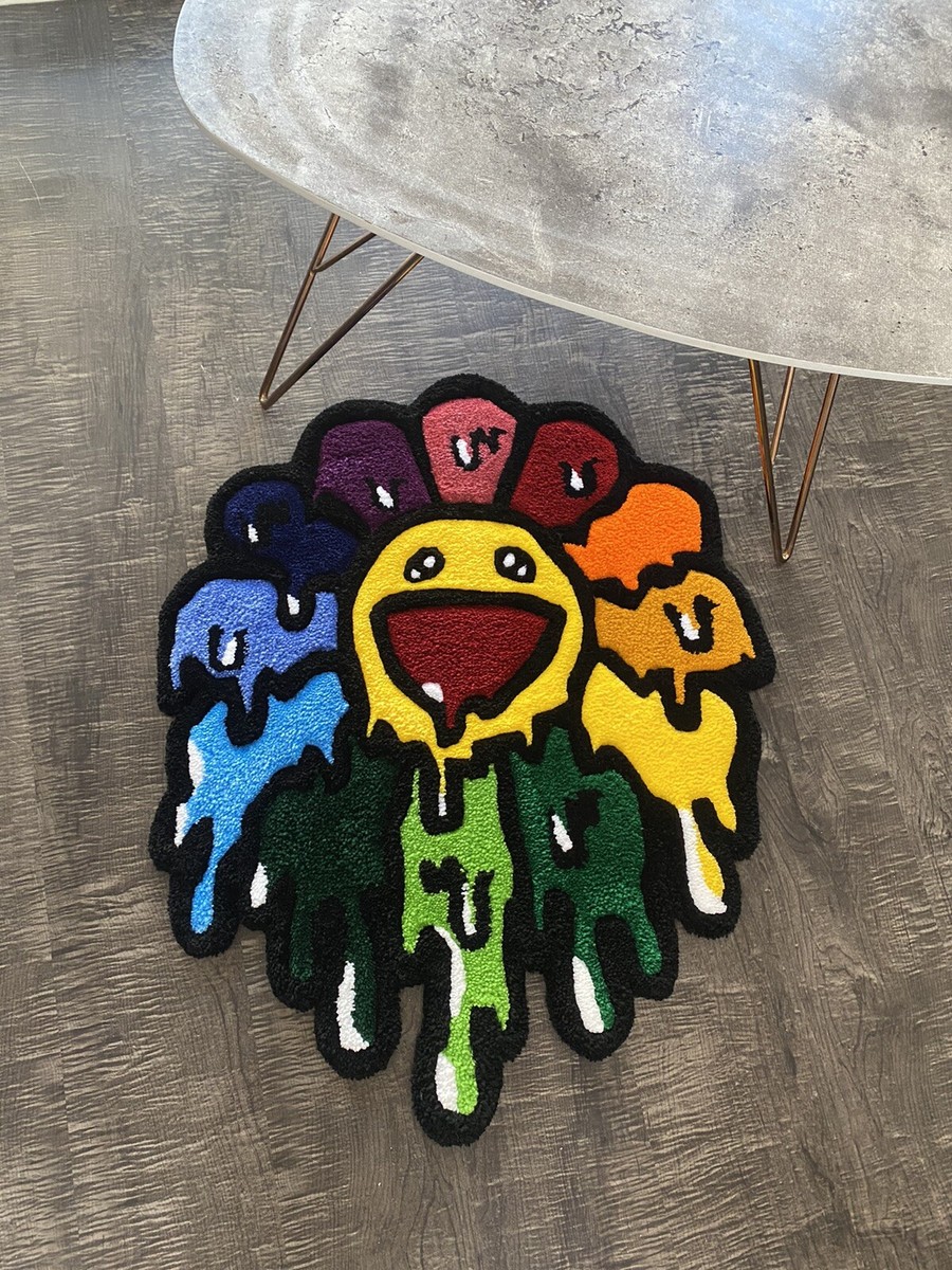 ラグ・カーペット MEITED SMILE RUG Handmade Melting Smiley Face Rug, Colorful Area Rug, Colorful