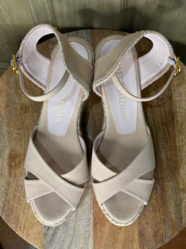 Stuart Weitzman Womens Mirela Suede Espadrille Wedge Sandals Tan US 10 NEW - Picture 3 of 6