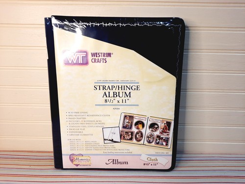 Westrim Crafts 8.5" x 11" Strap Hinge Photo Album Cloth Navy Blue Expandable New