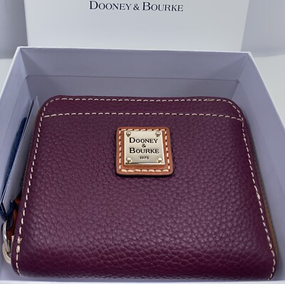Dooney & Bourke Pebble Grain Small Zip Around Wallet Bordeaux Color