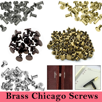 6-30mm massiv Messing Rundkopf Bolzenschraube Ledertasche Chicago Schraube Nagelniete