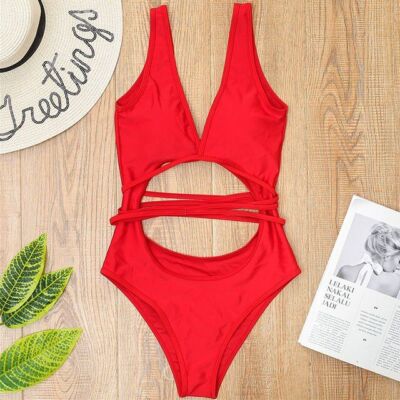 Sexy Wrap Around One Piece Swimsuit Hot High Cut Out Tummy Back Micro Swimwear