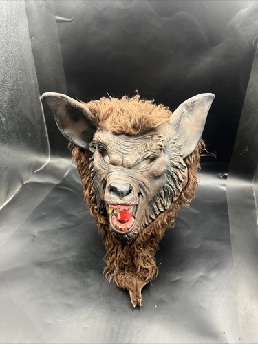 Scary Werewolf Mask Full Head Mask Adult Size Latex Face Brown Fur Fang Face - Picture 3 of 8