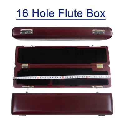 Yinfente 16 Hole Flute Case Hard Wood Flute Box Durable Redwood Color