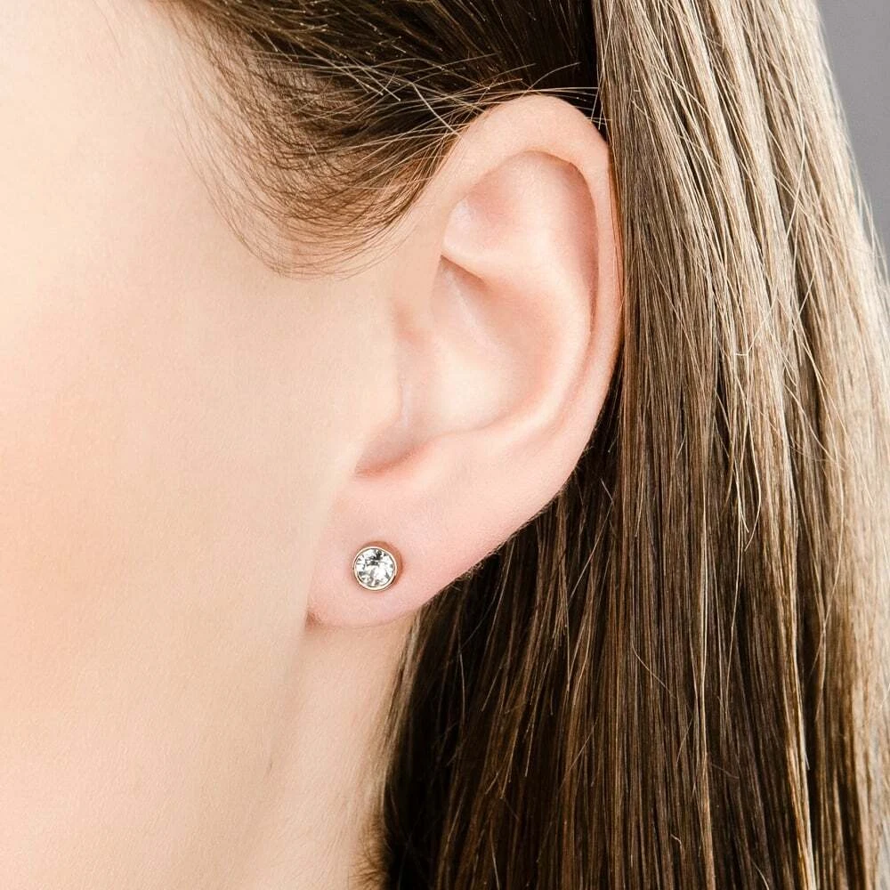 Swarovski Light Rose Crystal Solitaire Studs Pierced Earrings Rose
