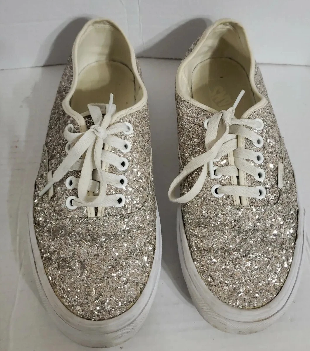 Vans Women 9.5 Sneaker Shoe Silver Glitter Sparkle
