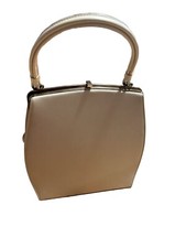 Vintage 1960  s Theodor California Cream Patent Purse with Handles brass clasp