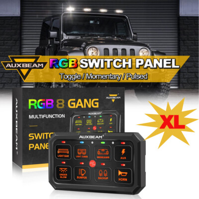 AUXBEAM RGB 8 GANG Switch Panel LED Light Bar ON/OFF Electronic Relay System 12V