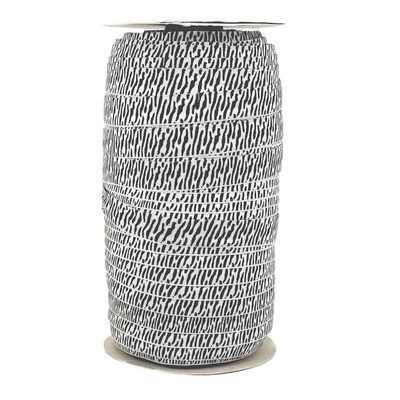 100 Yard Spool - Fold Over Elastic - White Zebra Print - 5/8in Wide - FOE