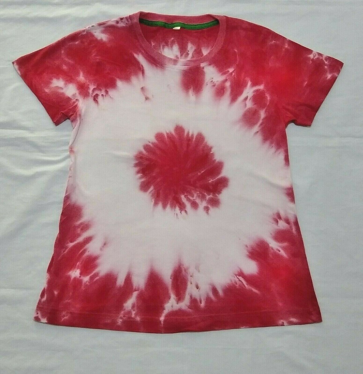 New Cotton Red White Ladies Tie Dye T Shirt Short sleeved Hand