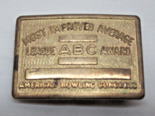 Vintage Engravable ABC Bowling League Award Belt Buckle Most Improved Average