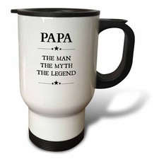 3dRose Papa the man the myth the legend  14oz Stainless Steel Travel Mug