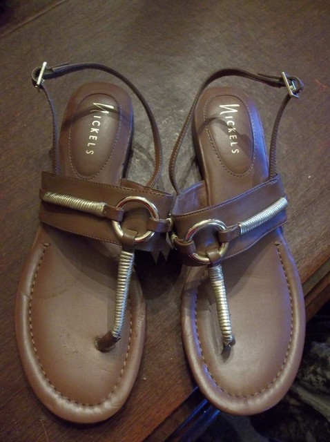 Nickel's Women's Size 8 Brown Sandals w/ Gold Metal Embellishments TAKE A LOOK! | eBay