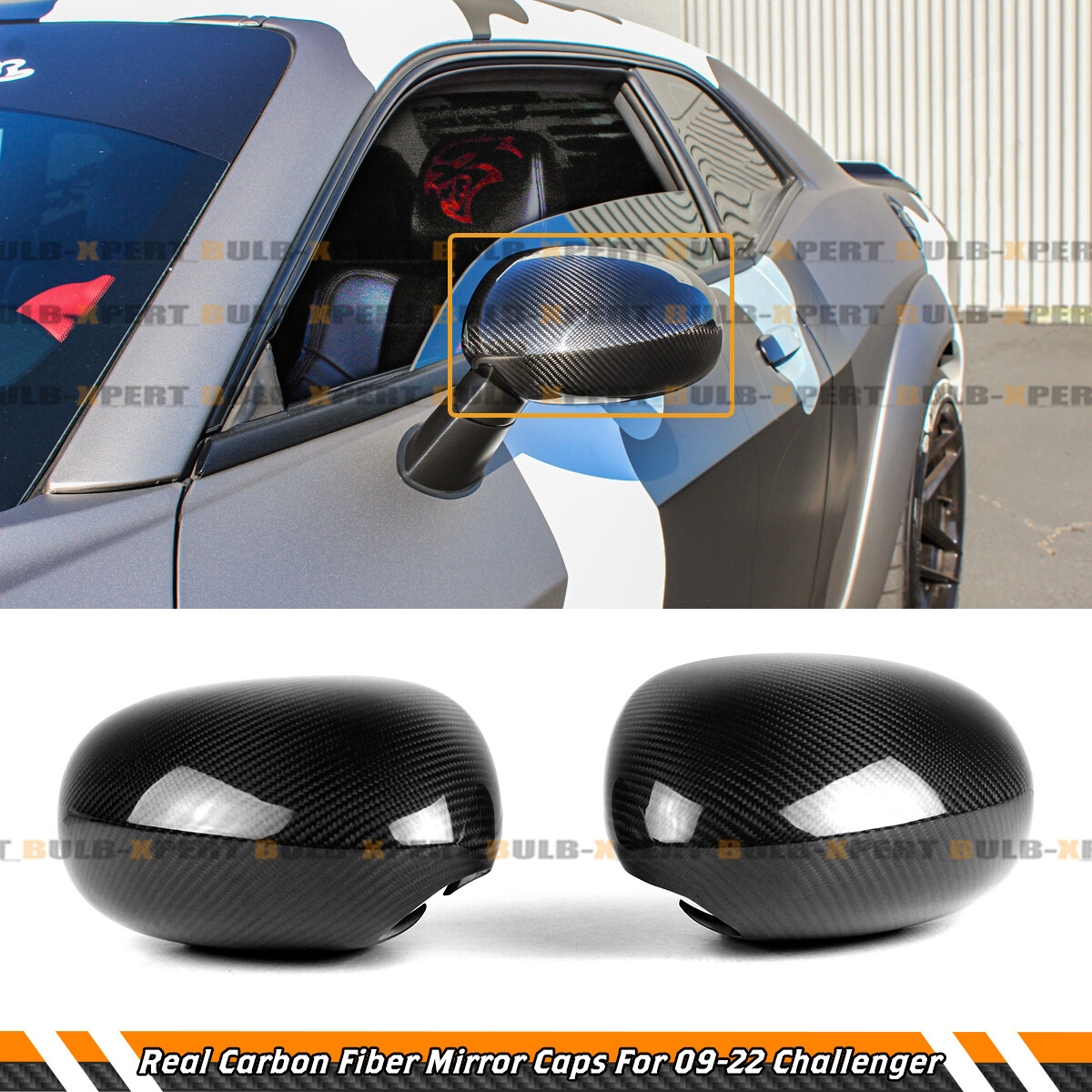 FOR 2009-2022 DODGE CHALLENGER REAL CARBON FIBER SIDE MIRROR