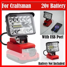 Cordless LED Work Light for Craftsman V 20 20V Lithium Battery with USB Portable