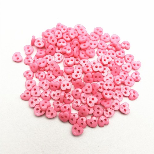 Lot De 50 Boutons Coeur Rose 6mm - Pour Scrapbooking, Mercerie, Décoration, Neuf