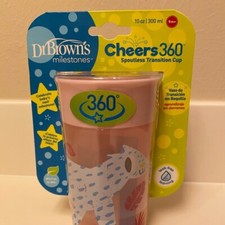 NEW pink Dr. Browns Spoutless Transition Cup, 10 oz, 9m Sippy Cup