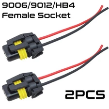 2pcs 9006 HB4 9012 Female Connector Fog Light Socket Wire Pigtail Harness Cable