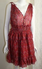 AS IS Ulla Johnson Sz 10 Pink Silk Tiered Chiffon Drss
