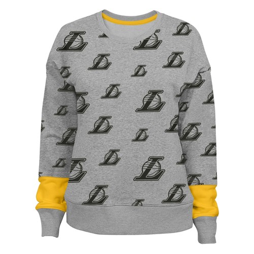 Outerstuff Los Angeles Lakers NBA Girls Youth (7-16) Triumph Crew Sweater, Grey - Picture 2 of 5