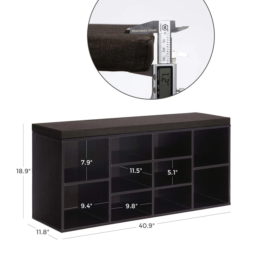 Banco de zapatos VASAGLE, banco de almacenamiento, banco zapatero, zapatero, cabina de almacenamiento... Foto 3 de 4